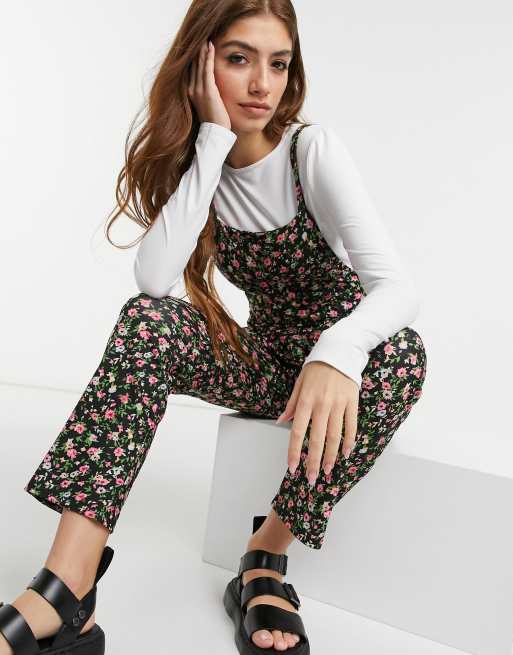 ASOS DESIGN - Salopette en jean à fleurs