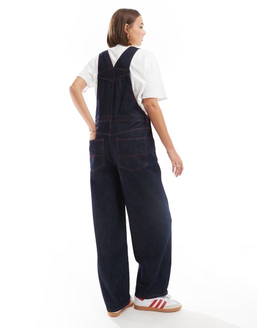 ASOS DESIGN Salopette en jean avec coutures contrastantes Indigo