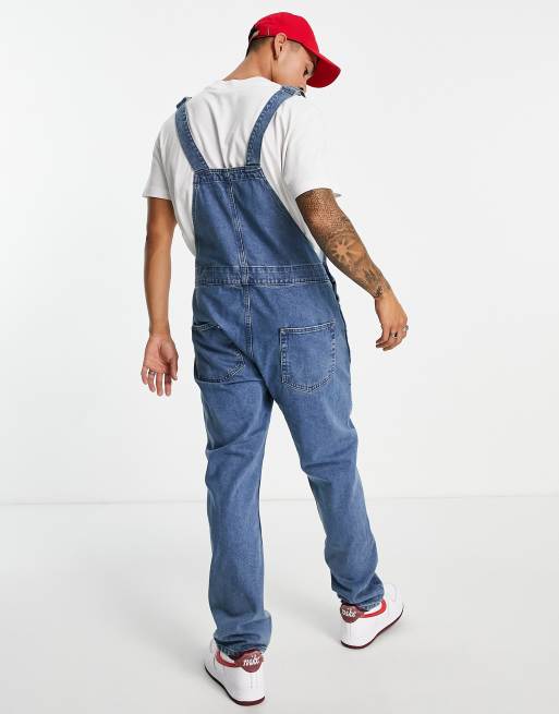 ASOS DESIGN - Salopette en jean - Bleu délavage moyen, 2 de 4