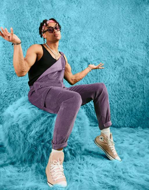 ASOS DESIGN - Salopette in velluto a coste lilla