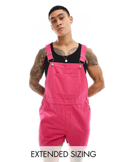 ASOS DESIGN - Salopette rosa acceso taglio corto