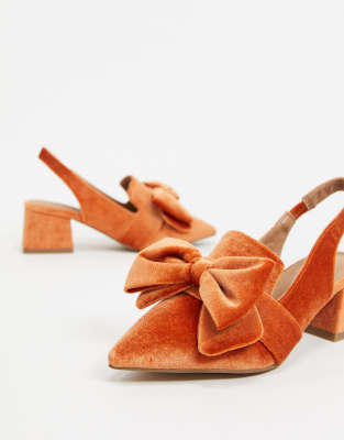 orange velvet shoes