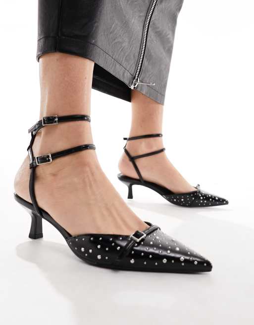 Studded kitten 2025 heel pumps