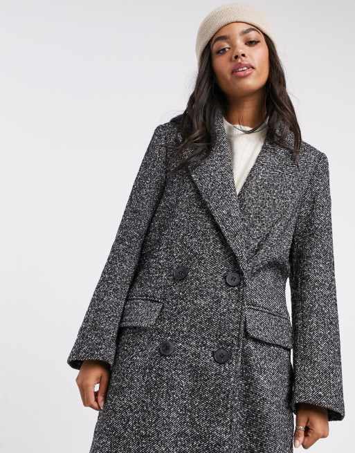 ASOS DESIGN salt and pepper maxi coat in mono