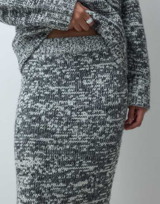 ASOS DESIGN salt and pepper stitch maxi skirt co-ord in mono, 4 of 5