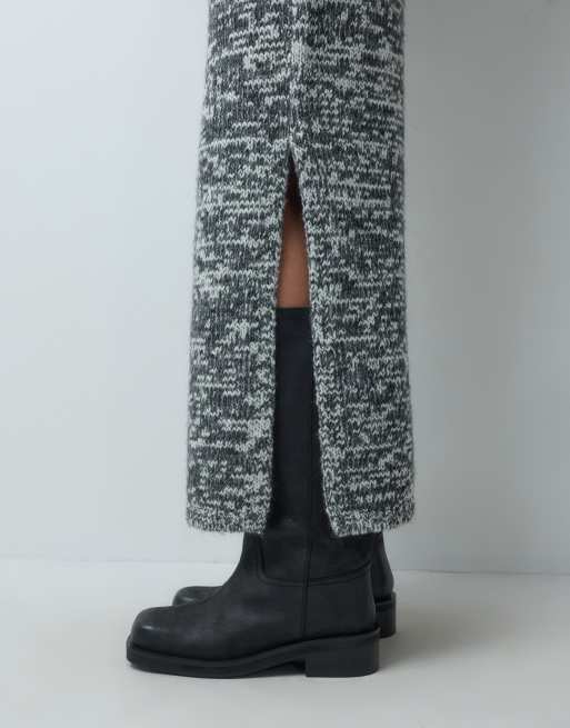 ASOS DESIGN salt and pepper stitch maxi skirt set in mono, 2 of 5