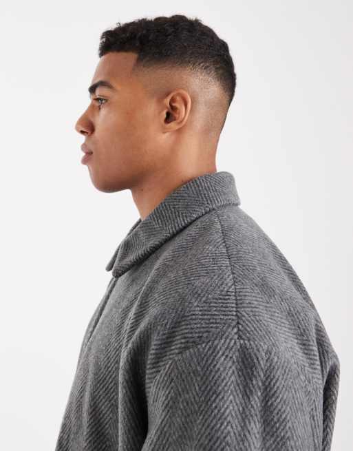 ASOS DESIGN salt and pepper wool look harrington in grey, 4 of 5