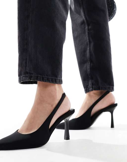 ASOS DESIGN - Salty - Slingback schoenen met halfhoge naaldhak in zwart, 2 van 4