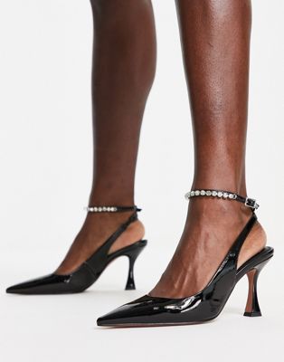 ASOS DESIGN Salvatore embellished mid heeled shoes in black | ASOS