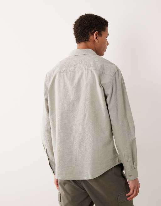 ASOS DESIGN – Salviagrön, avslappnad skjorta i bäckebölja, 6 av 6