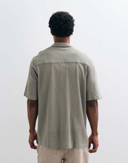  ASOS DESIGN – Salviagrön, avslappnad skjorta med platt krage och textur , 5 av 5