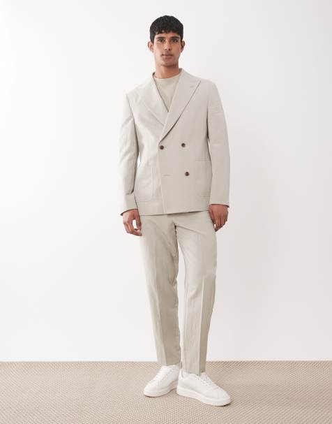ASOS DESIGN – Salviagrön, dubbelknäppt kostym i regular fit - view 1