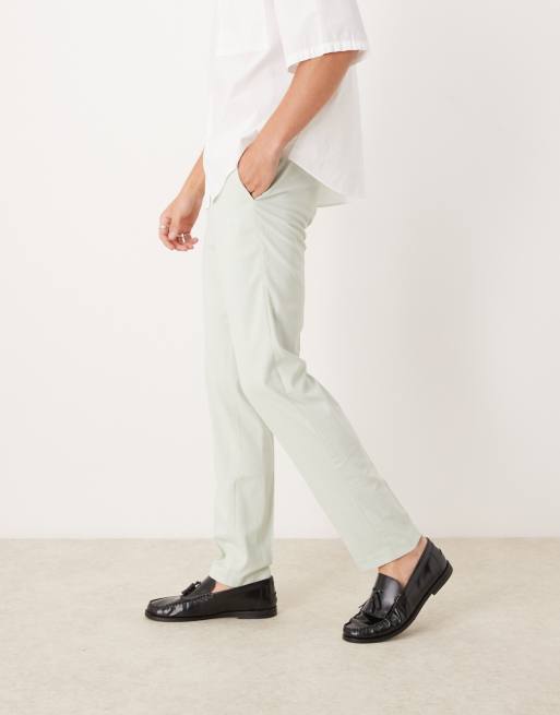 ASOS DESIGN – Salviagrön finbyxor för bröllopet med smal passform, 2 av 5