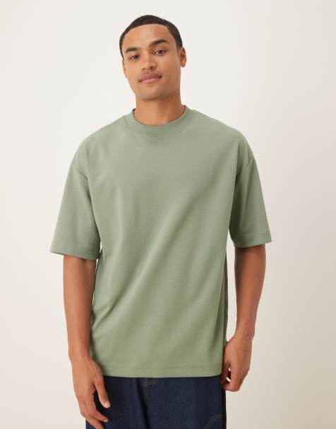 ASOS DESIGN – Salviagrön, kraftig, mjuk t-shirt i oversize - view 1