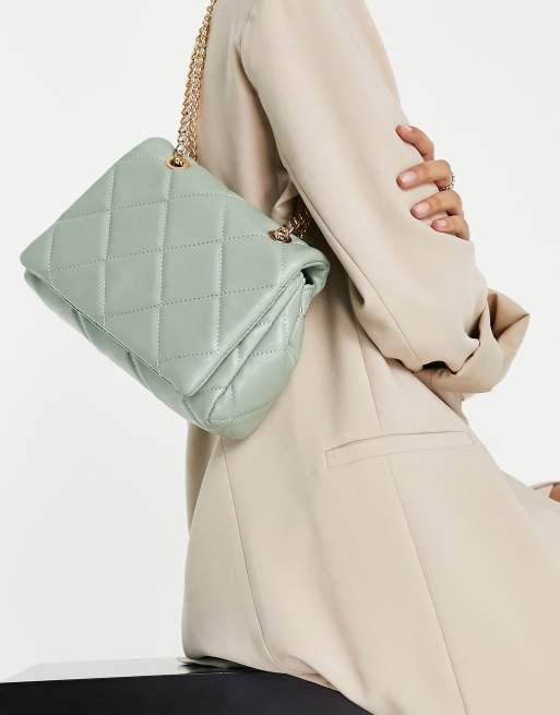 ASOS DESIGN – Salviagrön, kviltad axelväska 