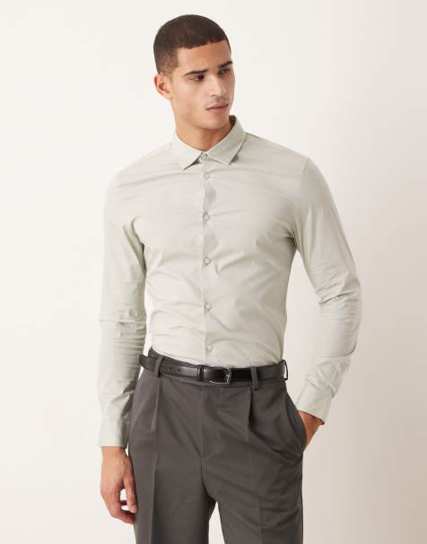 ASOS DESIGN – Salviagrön poplinskjorta i skinny fit - view 1