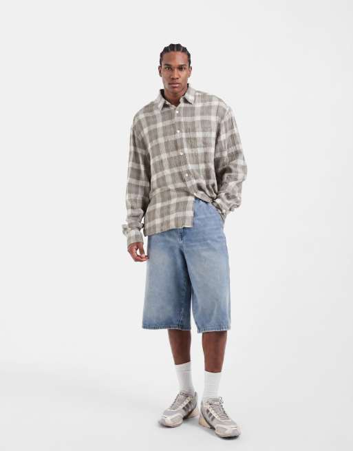 ASOS DESIGN – Salviagrön, rutig skjorta i oversized fit med textur och boxig passform, 2 av 5