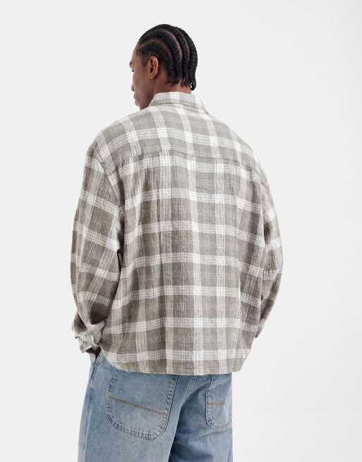 ASOS DESIGN – Salviagrön, rutig skjorta i oversized fit med textur och boxig passform, 5 av 5