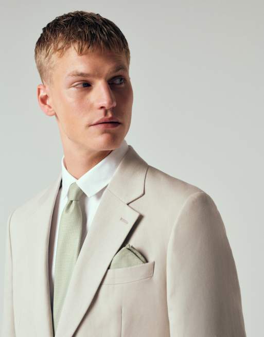 ASOS DESIGN – Salviagrön, smal kavaj i linnerik twill, del av kostym, 5 av 12