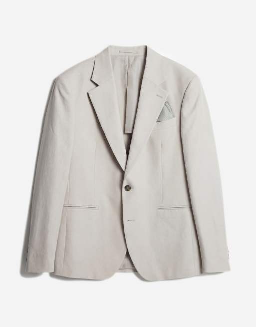 ASOS DESIGN – Salviagrön, smal kavaj i linnerik twill, del av kostym, 6 av 12