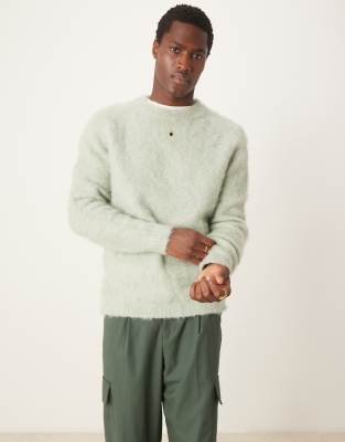 ASOS DESIGN – Salviagrön, stickad, fluffig tröja - view 1