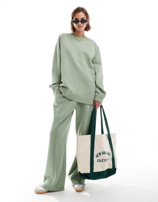 ASOS DESIGN – Salviagrön, tvättad, kraftig sweatshirt i oversize