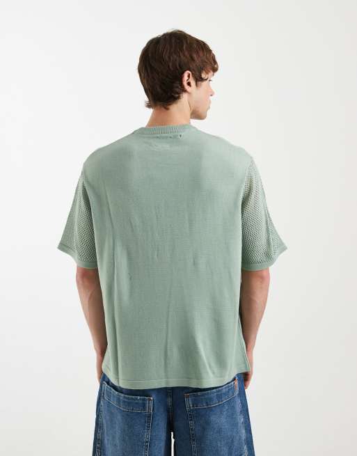 ASOS DESIGN – Salviagrön, virkad t-shirt i oversized fit med korta ärmar, 2 av 5