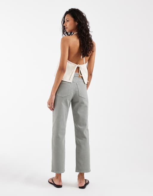 ASOS DESIGN – Salviagröna, ankellånga jeans med raka ben och bekväm stretch, 2 av 5