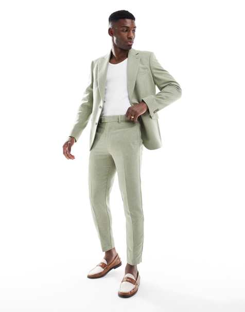 ASOS DESIGN – Salviagröna, avsmalnande byxor i ylle - view 1