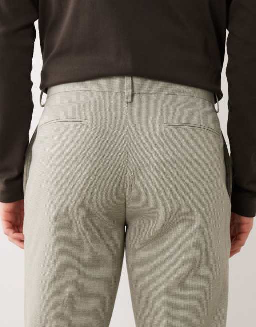 ASOS DESIGN – Salviagröna, figursydda, smala byxor i linnerikt material med mikrotextur, 4 av 5