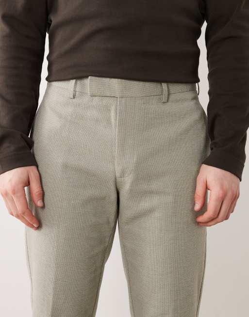 ASOS DESIGN – Salviagröna, figursydda, smala byxor i linnerikt material med mikrotextur, 5 av 5