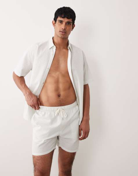 ASOS DESIGN – Salviagröna, halvlånga badshorts i bäckebölja, del av set - view 1