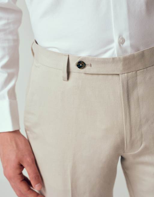 ASOS DESIGN – Salviagröna, smala kostymbyxor i linnerik twill, del av kostym, 2 av 12