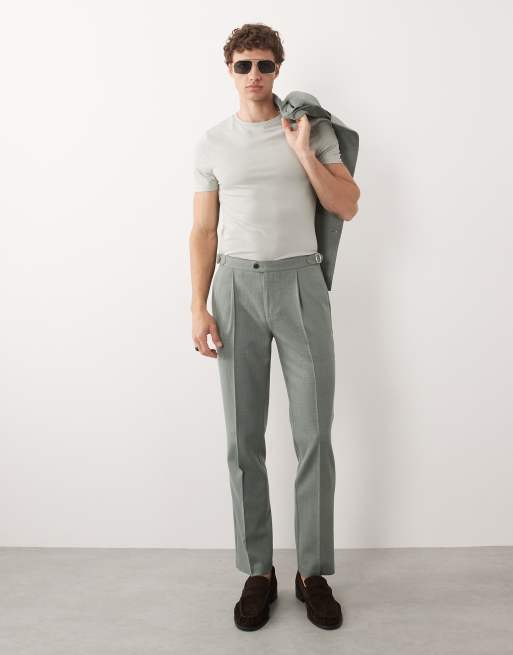 ASOS DESIGN – Grön kostym i ylleblandad tweed och slim fit, 2 av 3