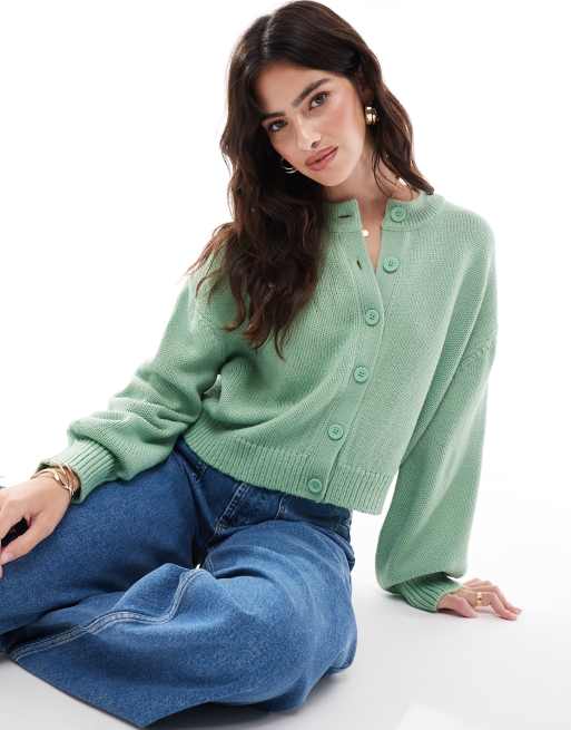 ASOS DESIGN - Salviegrøn cardigan med bananærmer i firkantet pasform
