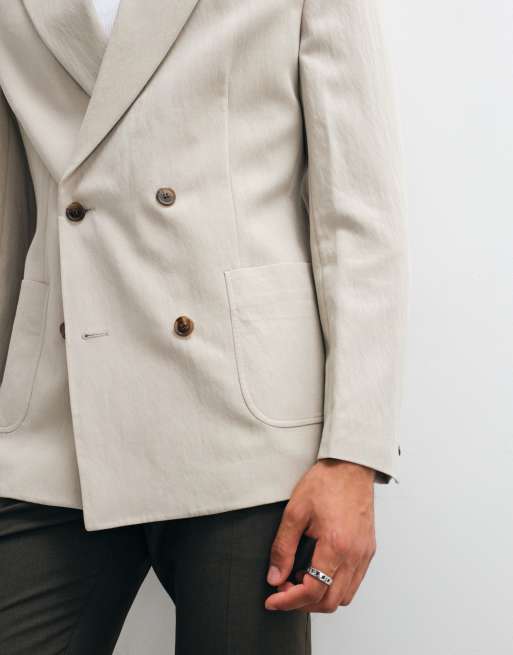 ASOS DESIGN - Salviegrøn dobbeltradet habitblazer i regular fit, 4 af 5