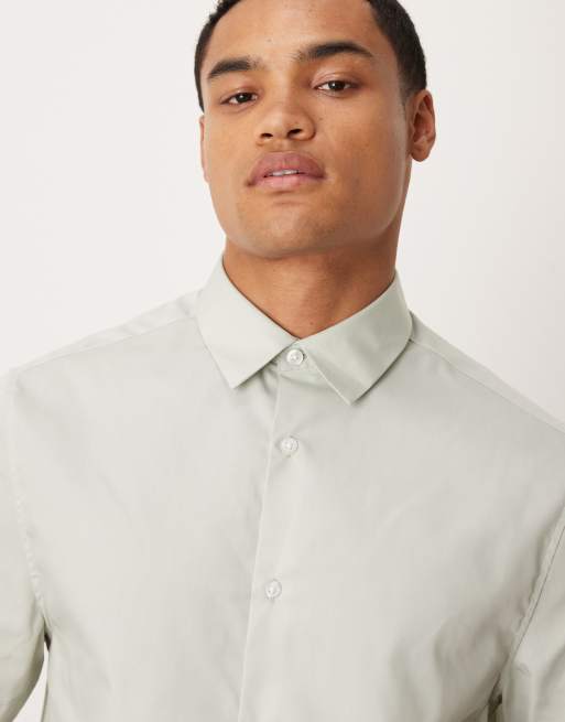 ASOS DESIGN - Salviegrøn formel strygelet poplin-skjorte i regular fit, 5 af 5