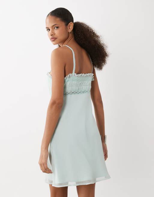 ASOS DESIGN - Salviegrøn minikjole med camistropper og blondekant, 4 af 4