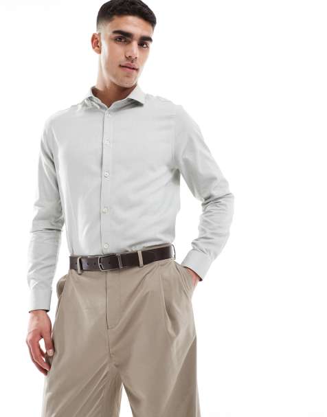 ASOS DESIGN - Salviegrøn og elegant strygelet skjorte i almindelig pasform - view 1