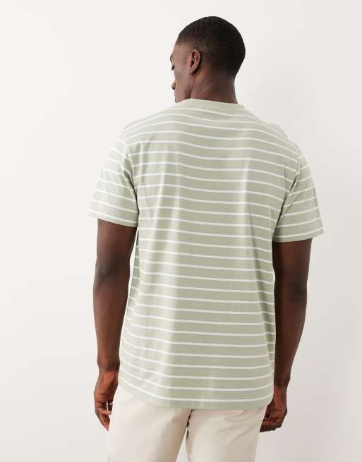 ASOS DESIGN - Salviegrøn og hvid T-shirt med striber i regular fit, 3 af 5