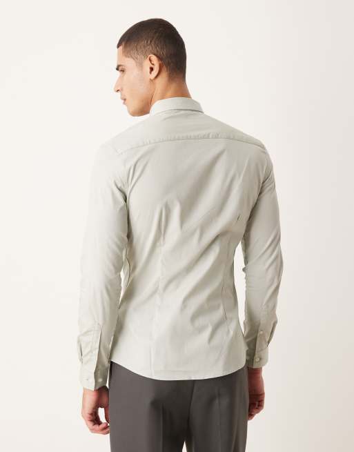 ASOS DESIGN - Salviegrøn og skinny skjorte i poplin, 3 af 5