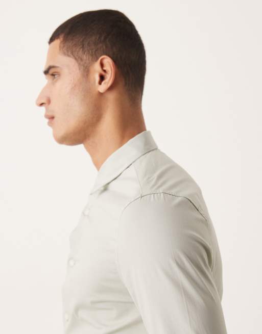 ASOS DESIGN - Salviegrøn og skinny skjorte i poplin, 4 af 5