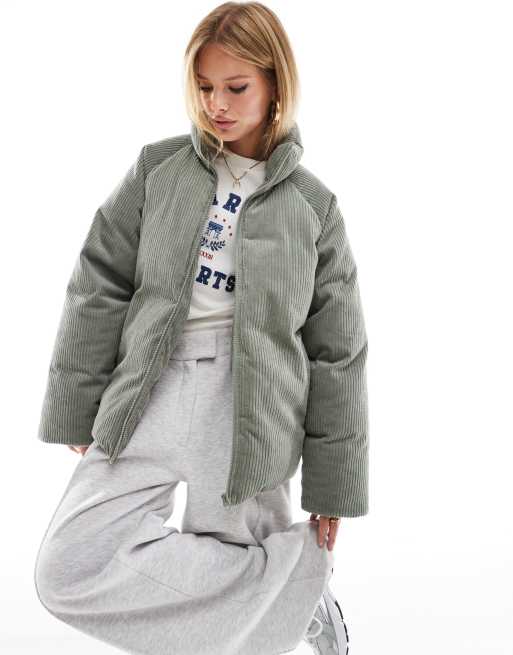 ASOS DESIGN - Salviegrøn oversized dynejakke i fløjl