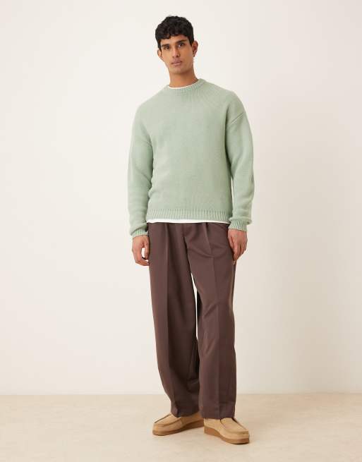 ASOS DESIGN - Salviegrøn oversized striktrøje med 'Stillness'-print på ryggen, 2 af 5