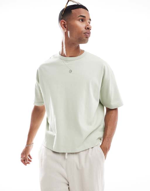 ASOS DESIGN - Salviegrøn oversized T-shirt i kraftigt stof på 240 gsm i firkantet pasform