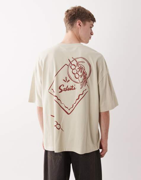ASOS DESIGN - Salviegrøn oversized T-shirt med print på ryggen - view 1