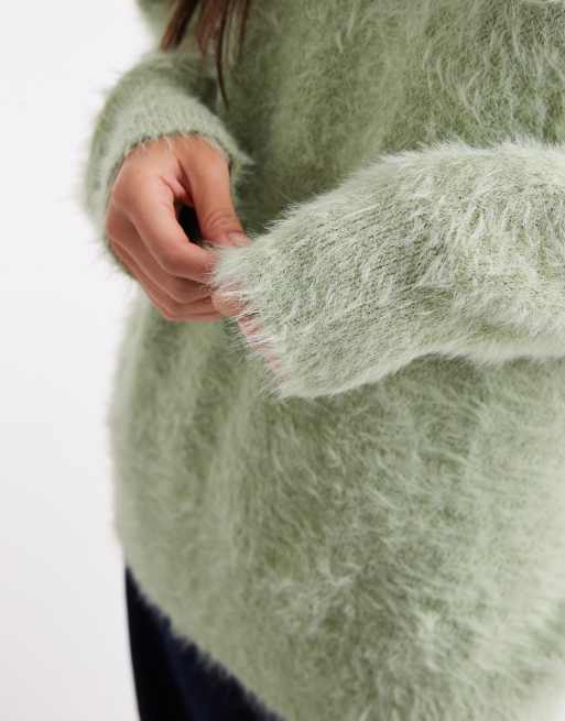 ASOS DESIGN - Salviegrøn oversized trøje i vamset strik, 3 af 4