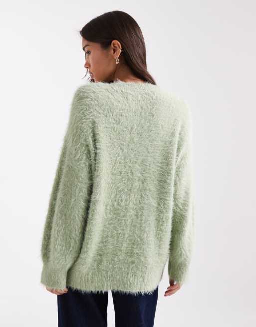 ASOS DESIGN - Salviegrøn oversized trøje i vamset strik, 4 af 4