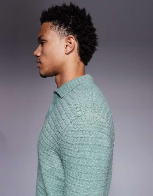 ASOS DESIGN - Salviegrøn polo i tekstureret strik, 4 af 5