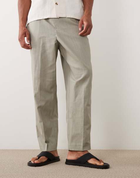ASOS DESIGN - Salviegrønne elegante tapered bukser med afslappet pasform i hørlook - view 1